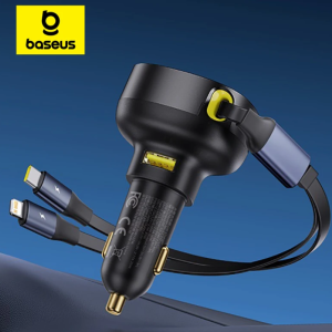 baseus car charger c+ retractable cable 60w